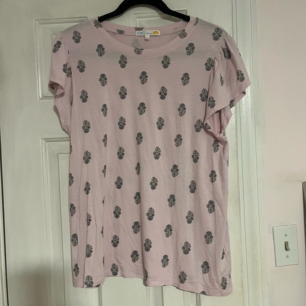 C&C California Light Pink Patterned Blouse